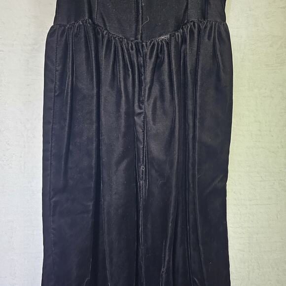 Gunne Sax Dress 7 Velvet V Neck Lace VTg Gothic Romance Puff Short Sleeve Midi - Picture 6 of 13
